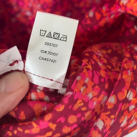 LOFT Top Small Floral Utility Sheer Popover Blouse Maximalist Loud Career Church - Picture 12 of 13